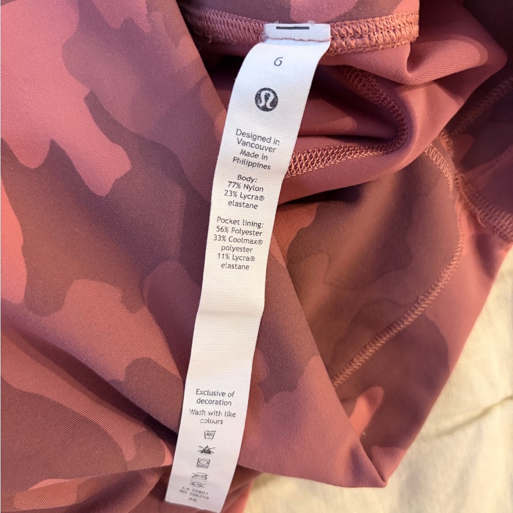 lululemon athletica Rose Pink Camo High-Rise Bike Shorts - Picture 4 of 5